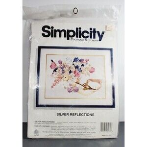 Vtg Simplicity Stitchery Silver Reflections Floral Embroidery Kit New Old Stock